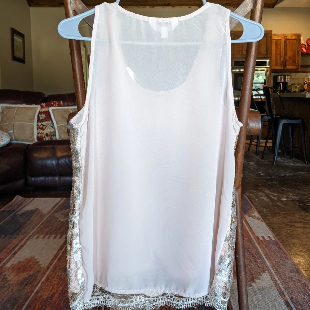 Sequined Mesh Back Tank - Picture 2 of 2